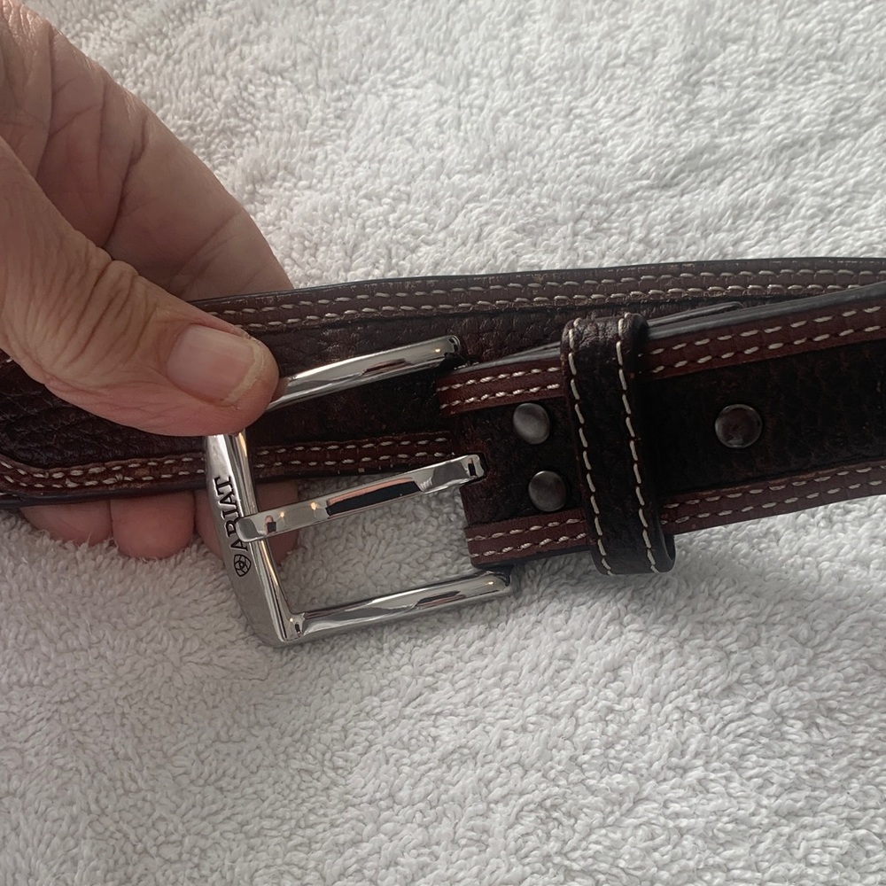 Ariat Brown Leather Belt with Silver Buckle